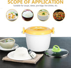 OSALADI 1L Microwave Rice Cooker Mini Rice Cooker Steamer Keep Warm Function for Soups Stews Grains Oatmeal Yellow