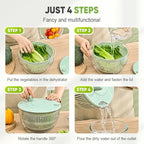 Salad Spinner with Slicer, Multifunctional Vegetable Spinner and Chopper, Large Capacity Salad Preparation Tool, Multi-blade Efficient Vegetable Washer for Home Kitchen (Green)