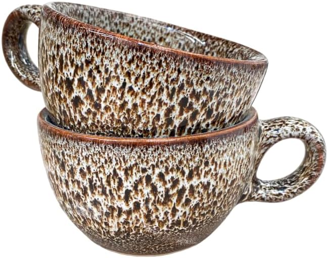 Galena Barista Cup and Saucer Set of 2, 6oz Handmade Ceramic Cappuccino and Latte Art Cups – Premium Mexican Coffee Cup