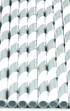 Pack of 900 Silver Foil Swirls Biodegradable 4-Ply Paper Drinking Straws (Compostable, Non-toxic, BPA-free)