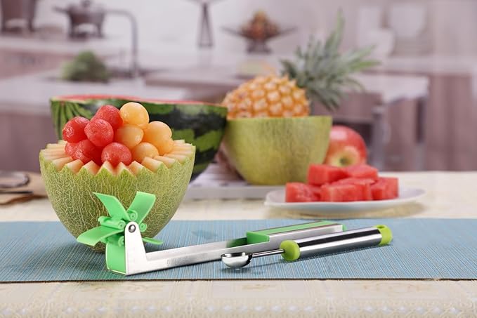 Watermelon Slicer Cutter - Stainless Steel Knife Corer Fruit Vegetable Tools Kitchen Gadgets with Melon Baller Scoop Extra