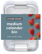 Kitchen Spaces Colander Bin, Produce Saver, Fridge Organizer With Lid, Wash, Strain and Store, Great for Refrigerator, Freezer and Pantry, Medium, White, Pack of 1