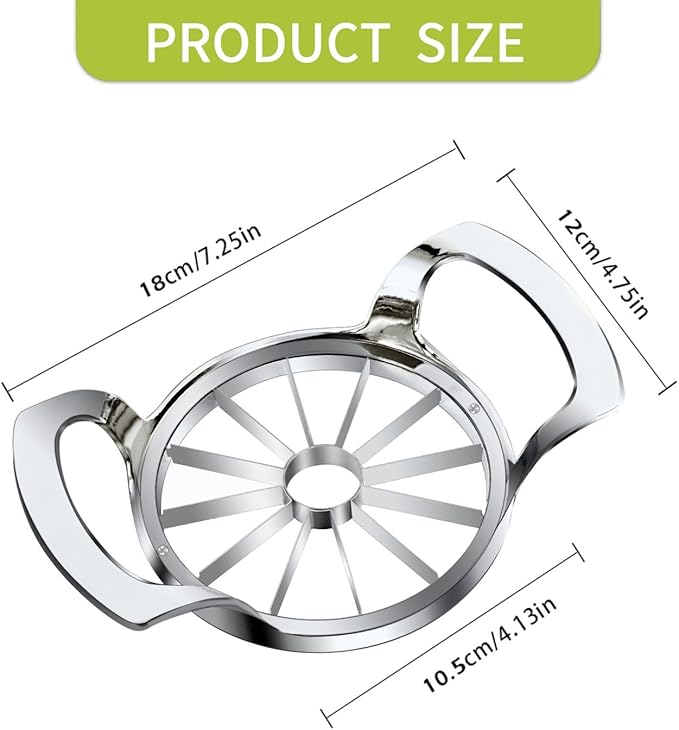 LIIGEMI Apple Slicer,12-Blade Extra Large Apple Corer, Heavy Duty Stainless Steel Apple Cutter and Divider，Easy to Use, Time-Saving.