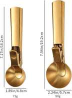 Ice Cream Scoop, 2Pcs Stainless Steel Gold Cookie Scoop with Trigger Melon Baller Scooper Cones, Specialty Tools and Gadgets, Ice Cream Spoon Food Scoop for Frozen Yogurt Sundaes Fruit Cookie