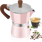 Aluminum 6 Cup 300ml Moka Pot Express Coffee Maker Stovetop Espresso Colorful Coffeemaker Italian Classic Style Brewing Greca Cafe Mocha Machine for Cafeteras Lover Camping Travel and Home Use 10oz