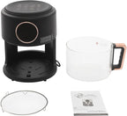 Glass Air Fryer 3.81QT with 360° View, 1200W Touchscreen & 8 Presets, Borosilicate Glass Pot for Healthy Frying, Family Kitchens, Restaurants (Black)