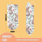 Rabbit Bunny Plastic Bag Holder, Wall Mount Grocery Bag Holder, Plastic Storage bag, Pull Rope Free Adjustment, Plastic Bag Holders for Grocery Bags, Plastic Bag Dispenser for Home Kitchen Camping