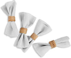 Solino Home Linen Napkins Set of 4-100% Pure Linen Silver Cloud Dinner Napkins Cloth 20 x 20 Inch for Winter - Fete, Handcrafted and Machine Washable