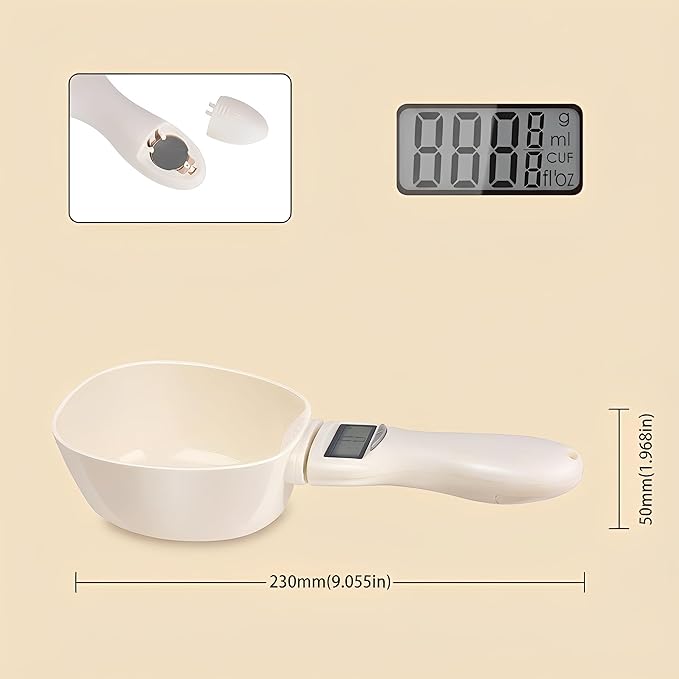 Electronic Measuring Spoon, Digital Measuring Spoon Scale, High Precision Food Scale with LCD Display, ABS Kitchen Measuring Spoon for Grams, Ounces, ml & Cups