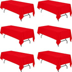 BRILLMAX 6 Pack Red Tablecloths for 8 Foot Rectangle Tables 60 x 126 Inch - 8ft Rectangular Bulk Linen Polyester Fabric Washable Cloth Cover for Wedding Reception Banquet Birthday Party