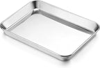 Onader Baking Sheet Pan Tray, Stainless Steel Small Baking Cookie Sheets, 9 x 7 Inch Mini Toaster Oven Trays, Food-Grade Durable Mirror Finish & Dishwasher Safe, 1-Pack