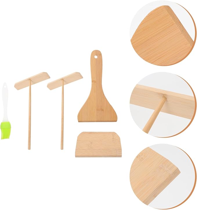 Crepe Spreader and Pancake Spatula Set, Kitchen Gadget Kit with Wear-resistant Tools for Cooking Crepes and Pancakes, Convenient 5pcs Kitchen Utensils for Home Use Random Color