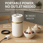 USB-C Rechargeable Portable Ice Cream Maker 0.4 Qt,Cordless Gelato, Sorbet & Frozen Yogurt Machine, Mini Homemade Dessert Maker for Couples, Dorm Kitchens & RVs, Gift-Ready in 15–30 Minutes(Gold)