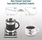 COSORI Coffee Mug Warmer & Mug Set for Desk, Cup Heater, Office & Christmas Gifts, 1°F Precise Temperature Control, Touch Tech & LCD Digital Display (77-194℉), 304 Stainless Steel, Silver/Black