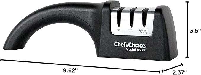 Chef'sChoice Professional Manual Knife Sharpeners AngleSelect for 15- and 20-Degree Straight-Edge and Serrated Knives with Diamond Abrasives Precise Angle Control & Compact Footprint, 2-Stage, Black