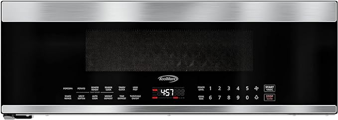 KoolMore 30 Inch Over-The-Range Low Profile Microwave, 1.2 Cu. Ft. Built-in, 10 Power Levels, 13.5” Glass Turntable, 1000-Watt Power, Advanced Air Vent, and Heat Circulation (KM-MLPOT-1SS)