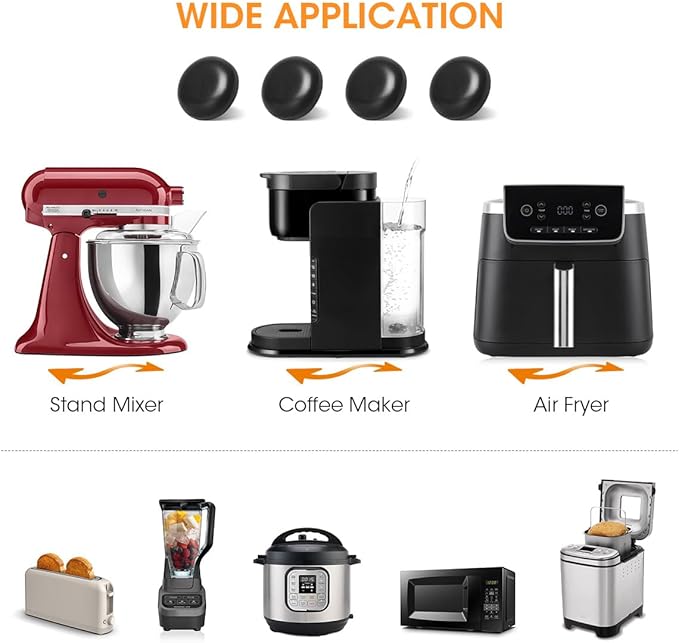 Aieve Black Appliance Slider, 16 Pcs Self Adhesive Appliances Sliders Countertop Caster Wheels, Kitchen Essentials Organization Home Must Have Gadgets