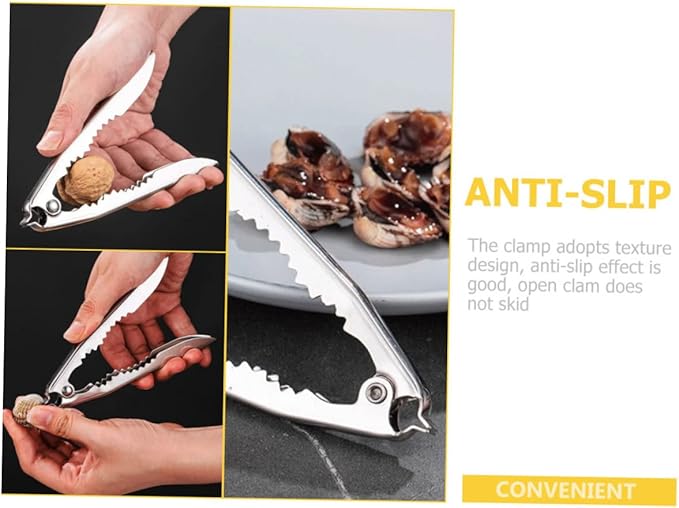 Blood Clam Opener Tool 5.11In Ergonomic Stainless Steel Clam Shucker with Anti-Slip Grip and Spring for Easy Shellfish Opening Daily Kitchen Gadget