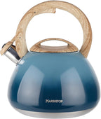 MARSKITOP Tea Kettle Stovetop Whistling Tea Pots for Stove Top Food Grade Stainless Steel Teapot for Induction Cooktop, 2.6 Quart, Blue