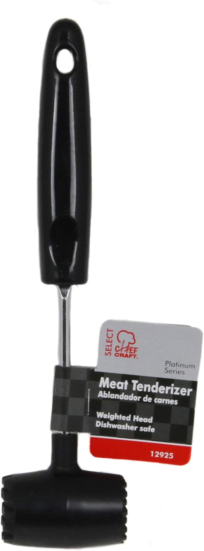 Chef Craft Select Meat Tenderizer, 9.5 inch, Stainless Steel/Black (Pack of 2)