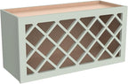 Solid Wood RTA Wine Bottle Rack Wall Cabinet with Lattice Panels - Wine Storage for Bar, Pantry, Cellar - Mocha (Jade Green, 30'W 12'D 15'H)