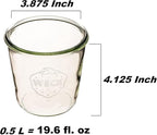 WECK Canning Jars 742 Mold Jars made of Transparent Glass - Eco-Friendly Canning Jar - Storage for Food, Yogurt with Air Tight Seal and Lid - 1/2 Liter Tall Jar Set - (2 Jars)