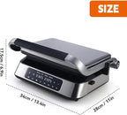 Panini Waffle Maker Combo | Panini Grill Press Sandwich Maker, Smokeless Indoor Grill, 1600W, 180° Open, Removable Plates, Stainless Steel, Ideal Kitchen Gift for Steak, Hamburger, Waffle