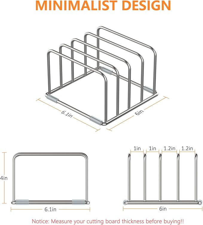 Cutting Board Holder Stand, Chopping Board Storage Rack, Cutting Board Organizer, 304 Stainless Steel Chopping Board Holder, Cookie Sheets Organizer 1.0+1.2 Inch Width Slots(Large)