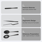 Professional Chef Tools | Plating Tools Culinary Set | Piece Culinary Tool Set | Premium Stainless Steel Chef's Plating Tool Set | Kitchen Tweezers & Fish tongs & Spatula & Slotted Spoon (Black) (5)