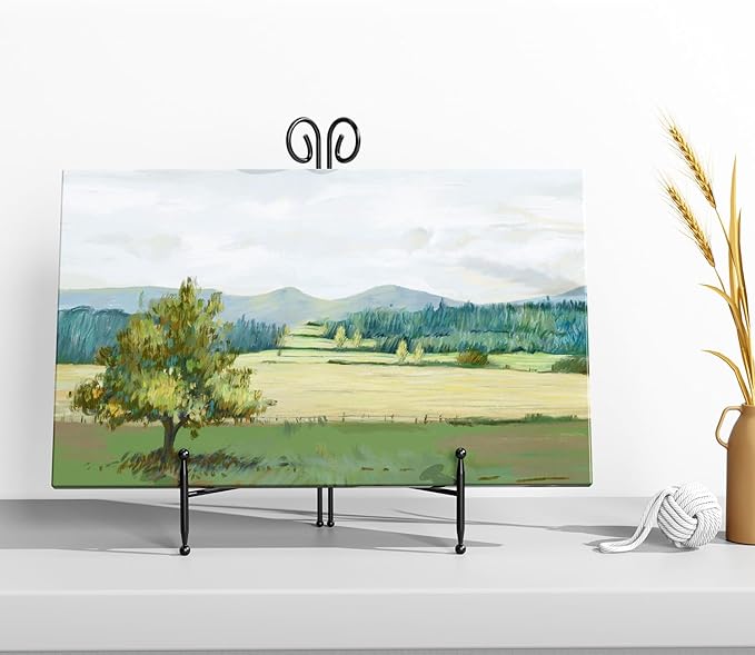 SVENJBB 10 Inch Plate Stands for Display, Black Metal Frame Holder Stand for Picture and Decorative Plate, Collapsible Easel Display Stand for Platter, Book and Art (2 Pack)
