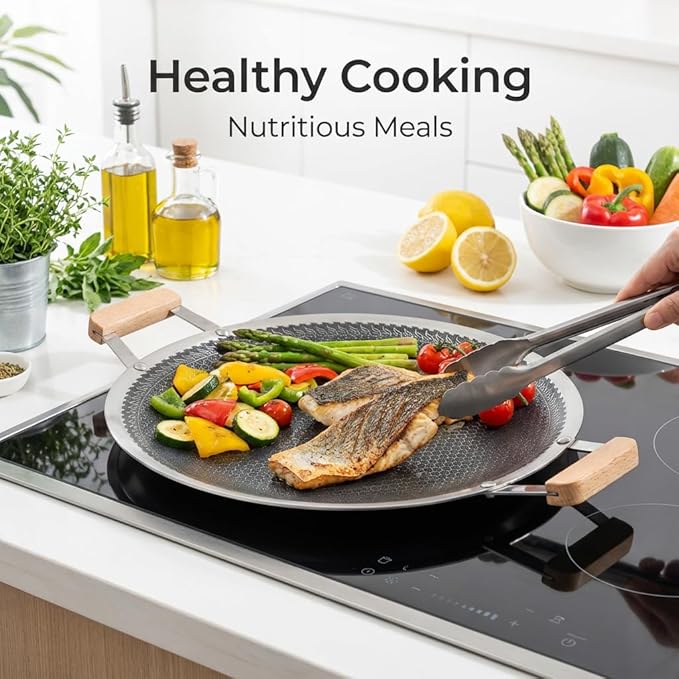 Nonstick Stainless Steel Cookware, Griddle Pan with PFAS-Free PURELYSEAR Ceramic Technology, Scratch Proof, Cool Grip Handles, Dishwasher Safe