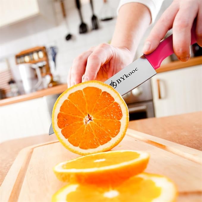 BYkooc 8 pieces Paring Knives (4PCS Peeling Knives and 4PCS Knife Sheath), Ultra Sharp Vegetable and Fruit Knife,German Steel Small Kitchen Knife with PP Plastic Ergonomic Handle