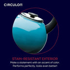 Circulon Enamel on Steel Whistling Induction Teakettle, Tea Kettle for Stovetop with Flip-Up Spout, 2-Quart, Turquoise