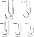 125 Pieces of Screw Cup Hook Set 5 Sizes Ceiling Small Hooks Wardrobe Decoration Hanging Accessories for Hanging Outdoor or Indoor use (0.98" 1.41" 1.57" 1.96" 2.36") (Silver)