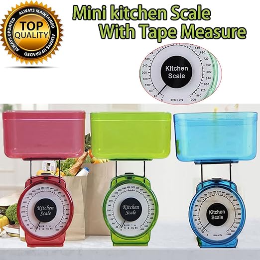 Kitchen Scale Food Baking Mechanical Dial Compact Bowl Cook Bake 1kg Vintage Retro Look Kitchen Food Mechanical Scale Tool Analog Dial Removable Bowl（Blue）