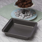 Ecolution Bakeins Square Cake Baking Pan – PFOA, BPA, and PTFE Free Non-Stick Coating – Heavy Duty Carbon Steel – Dishwasher Safe – Gray – 9” x 9” x 2”