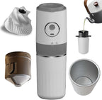 Portable Electric Coffee Grinder and Brewing Kit, Rechargeable, Conical Burr Coffee Grinder with Filter, 32g Capacity & 320 ml Coffee Cup for Camping, Travel, Office, Espresso, Pour Over, etc (White)