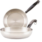 Farberware Classic Stainless Steel Frying Pan Set / Fry Pan Set / Stainless Steel Skillet Set - 8.25 Inch and 10 Inch, Silver