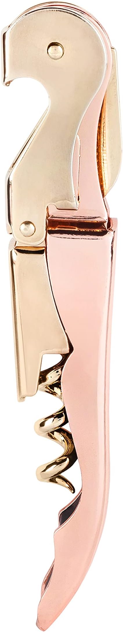 Twine Copper And Gold Double Hinged Waiter’s Corkscrew, Stainless Steel Wine Key with Foil Cutter, Double Hinged Corkscrew, Set of 1