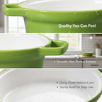 Oval Au Gratin Baking Dishes 6" x 5" for Oven Safe Cooking and Baking, Set of 4, 15 OZ Heat Resistant Ceramic Individual Gratin with Handles for Serving, Small Mini Casserole Dish, Green