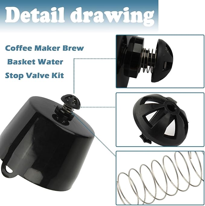 Coffee Replacement Brew Basket Spring Loaded Stopper Kits for Mr. Coffee Black and Decker Hamilton coffee maker 990117900 990237500 Coffee Machine Accessory (Set of 2)