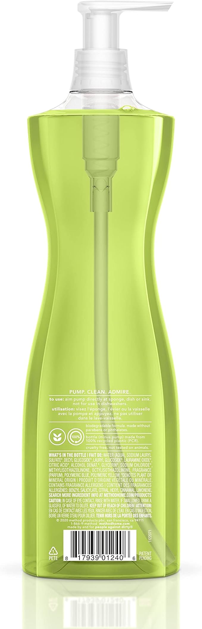Method Gel Dish Soap, Lime + Sea Salt, Tough on Grease, 18 Fl Oz (Pack of 6)