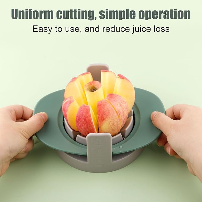 Fruit Cutter Slicer, 4 in 1 Apple Corer Remover Green 430 Stainless Steel Tomato Wedges Vegetable Cutter 8 Slices Multifunctional Kitchen Tool for Fruit & Vegetable Cutting