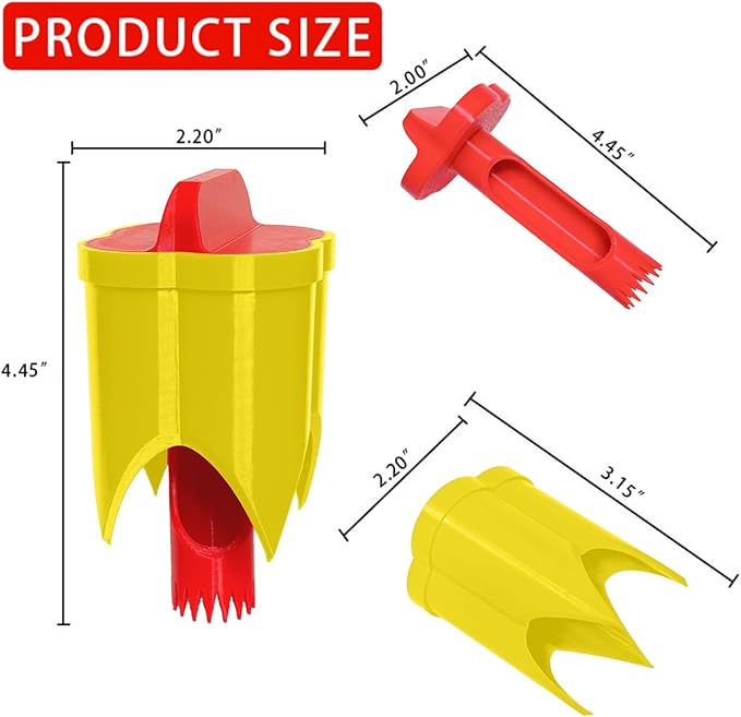 Pepper Corer, 2 in 1 Red Bell Pepper Seed Corer Remover Tool, Fruit & Vegetable Corers Quick Cave Tools for Jalapeno Cutter Deseeder, Red Yellow