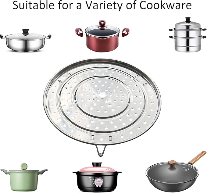 Steamer Rack, 11.81" / 30cm 304 Stainless Steel Removable Legs Multifunction Steaming Stand Holder Rack for Steamer Pot Pans