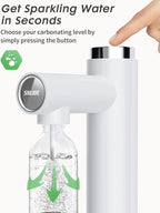 Sparkling Water Maker, Soda Streaming Machine with 1L BPA-Free Carbonation Bottle, Makes Home Fizzy Drinks, Seltzer Carbonated Water Maker, Compatible with Standard 60L CO2 Carbonators (Not Included)