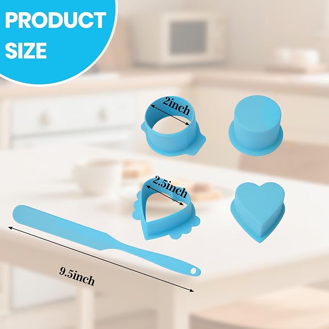Cake Pop Mold Maker Cutter Set - Include 2 Inch Circle Pusher & Heart mold & silicone knife, Baking Kit for Home, Birthdays, Weddings (Blue)