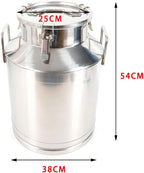 304 Stainless Steel Milk Can Large 12L-60L Capacity Milk Bucket Ice Buckets Bar Tools Wine Pail Bucket Milk Can Tote Jug with Sealed Lid Heavy Duty for Milk and Wine Liquid Storage (50L)