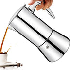 No Coating 2 Cup Thickened 304 Stainless Steel Moka Pot Stovetop Espresso Maker Italian Coffee Machine 100ml 3.3oz Suitable for Gas Induction Stovetop Greca Coffee Maker Percolator