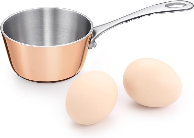 Mini Sauce Pan, Tri-Ply Stainless Steel Pot with Stay-Cool Handle Heating Sauce Gravy & Oil (5oz/150ml) - Copper